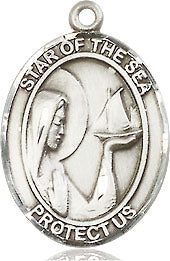 Extel Medium Oval Pewter Our Lady Star of the Sea Medal