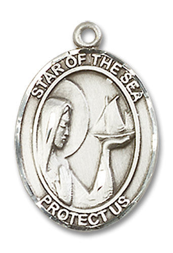 Extel Medium Oval Sterling Silver Our Lady Star of the Sea Medal