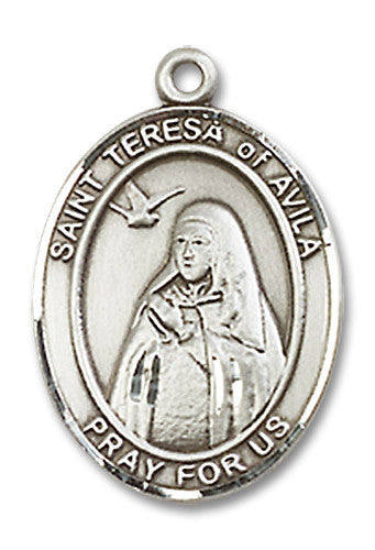 Extel Medium Oval Sterling Silver St. Teresa of Avila Medal, Made in USA