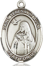 Extel Medium Oval Sterling Silver St. Teresa of Avila Medal, Made in USA