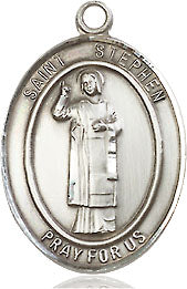 Extel Medium Oval Pewter St. Stephen the Martyr Medal, Made in USA