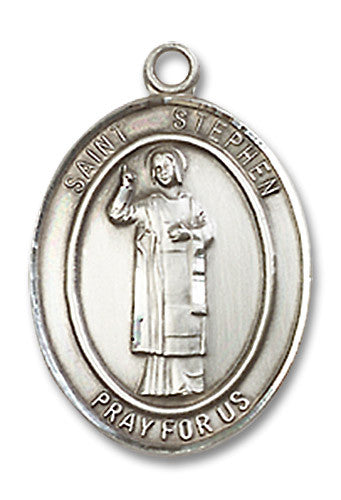 Extel Medium Oval Sterling Silver St. Stephen the Martyr Medal, Made in USA