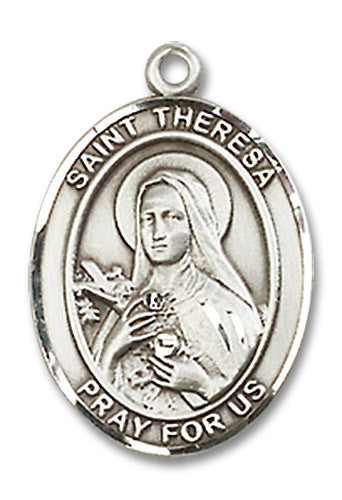 Extel Medium Oval Sterling Silver St. Theresa Medal, Made in USA