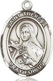 Extel Medium Oval Sterling Silver St. Theresa Medal, Made in USA