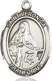 Extel Medium Oval Sterling Silver St. Veronica Medal, Made in USA