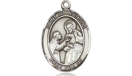 Extel Medium Oval Pewter St. John of God Medal, Made in USA