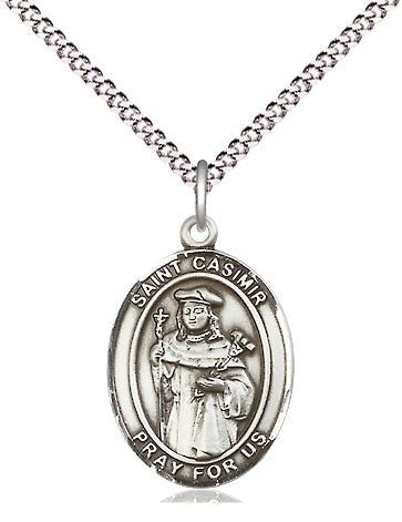 Extel Medium Oval Pewter St. Casimir of Poland Pendant with 18" chain, Made in USA