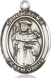 Extel Medium Oval Sterling Silver St. Casimir of Poland Medal, Made in USA