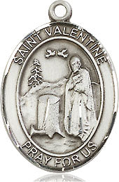 Extel Medium Oval Sterling Silver St. Valentine of Rome Medal, Made in USA