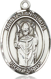 Extel Medium Oval Sterling Silver St. Stanislaus Medal, Made in USA