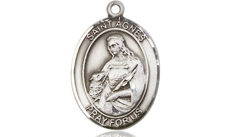 Extel Medium Oval Pewter St. Agnes of Rome Medal, Made in USA