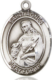 Extel Medium Oval Pewter St. Agnes of Rome Medal, Made in USA