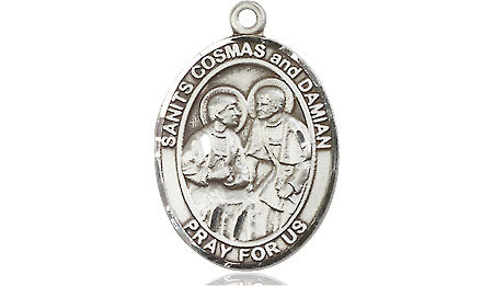 Extel Medium Oval Silver Filled Sts Cosmas & Damian Medal, Made in USA