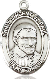 Extel Medium Oval Sterling Silver St. Vincent de Paul Medal, Made in USA