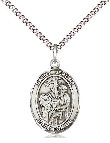 Extel Medium Oval Pewter St. Jerome Pendant with 18" chain, Made in USA