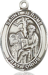 Extel Medium Oval Sterling Silver St. Jerome Medal, Made in USA