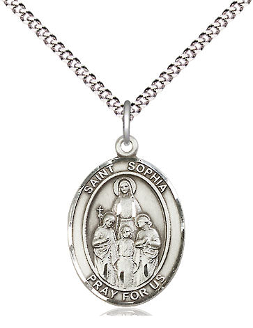 Extel Medium Oval Pewter St. Sophia Pendant with 18" chain, Made in USA