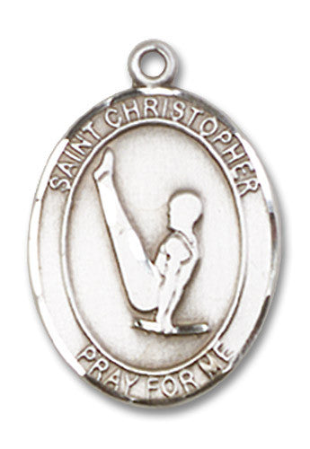 Extel Medium Sterling Silver St. Christopher Gymnastics Medal Pendant Necklace Charm for Gymnast