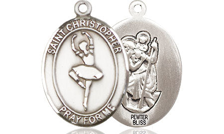 Extel Medium Pewter St. Christopher Dance Medal Pendant Necklace Charm for Dancer