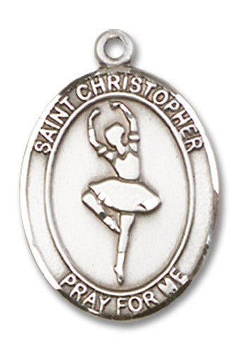 Extel Medium Sterling Silver St. Christopher Dance Medal Pendant Necklace Charm for Dancer