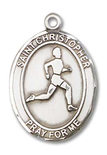 Extel Medium Sterling Silver St. Christopher Track & Field Medal Pendant Necklace Charm for Track and Field Athlete