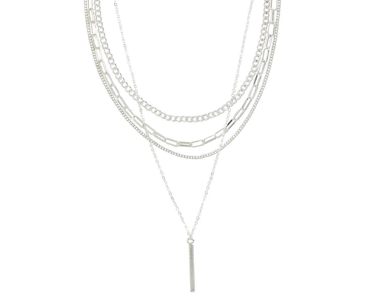 Periwinkle 16', 18' 20' Multilayer Silver Necklace With Pendant Drop Necklace