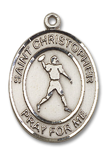 Extel Medium Sterling Silver St. Christopher Football Medal Pendant Necklace Charm for Football Player