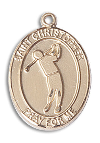 Extel Medium 14kt Gold Filled St. Christopher Golf Medal Pendant Necklace Charm for Golfer