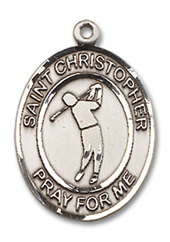 Extel Medium Sterling Silver St. Christopher Golf Medal Pendant Necklace Charm for Golfer