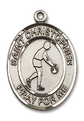 Extel Medium Sterling Silver St. Christopher Basketball Medal Pendant Necklace Charm for Basketball Player