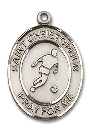 Extel Medium Sterling Silver St. Christopher Soccer Medal Pendant Necklace Charm for Soccer Player