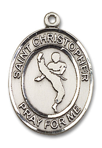 Extel Medium Sterling Silver St. Christopher Martial Arts Medal Pendant Necklace Charm for Martial Arts Karate