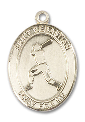 Extel Medium 14kt Gold Filled St. Sebastian Baseball Medal Pendant Necklace Charm for Baseball Player