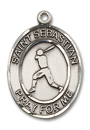 Extel Medium Sterling Silver St. Sebastian Baseball Medal Pendant Necklace Charm for Baseball Player