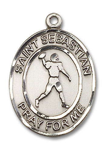 Extel Medium Sterling Silver St. Sebastian Football Medal Pendant Necklace Charm for Football Player