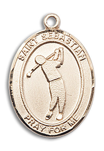 Extel Medium 14kt Gold Filled St. Sebastian Golf Medal Pendant Necklace Charm for Golfer