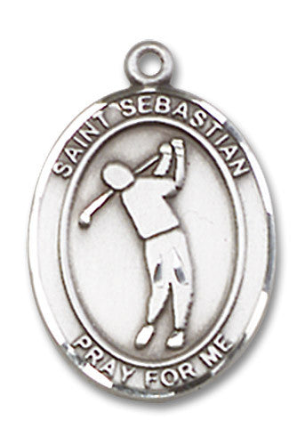 Extel Medium Sterling Silver St. Sebastian Golf Medal Pendant Necklace Charm for Golfer