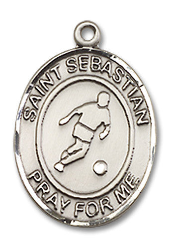 Extel Medium Sterling Silver St. Sebastian Soccer Medal Pendant Necklace Charm for Soccer Player