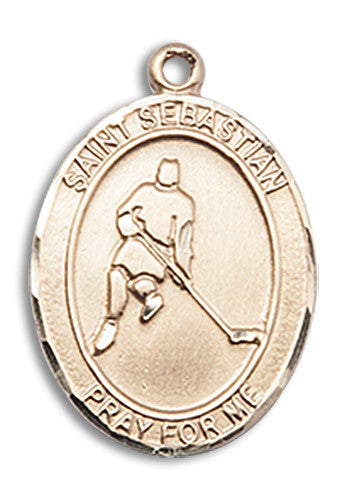 Extel Medium 14kt Gold Filled St. Sebastian Ice Hockey Medal Pendant Necklace Charm for Hockey Player