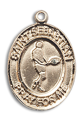 Extel Medium 14kt Gold Filled St. Sebastian Tennis Medal Pendant Necklace Charm for Tennis Player