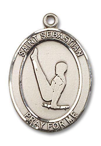 Extel Medium Sterling Silver St. Sebastian Gymnastics Medal Pendant Necklace Charm for Gymnast