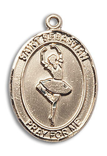 Extel Medium 14kt Gold Filled St. Sebastian Dance Medal Pendant Necklace Charm for Dancer