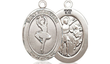 Extel Medium Pewter St. Sebastian Dance Medal Pendant Necklace Charm for Dancer