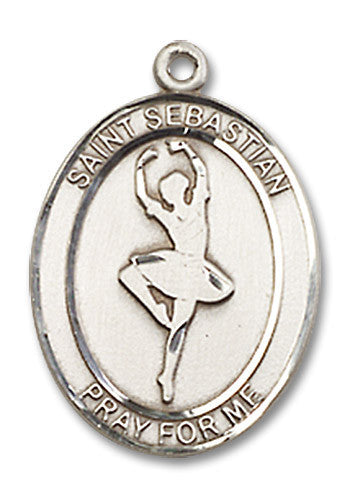 Extel Medium Sterling Silver St. Sebastian Dance Medal Pendant Necklace Charm for Dancer