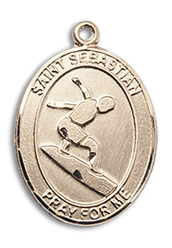 Extel Medium 14kt Gold Filled St. Sebastian Surfing Medal Pendant Necklace Charm for Surfer