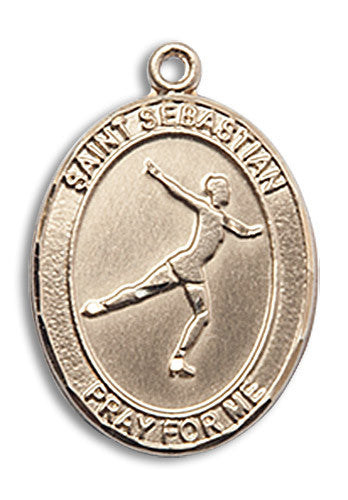 Extel Medium 14kt Gold Filled St. Sebastian Figure Skating Medal Pendant Necklace Charm for Figure Skater