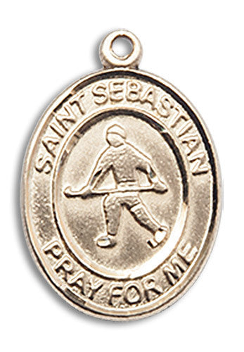 Extel Medium 14kt Gold Filled St. Sebastian Field Hockey Medal Pendant Necklace Charm for Field Hockey Player