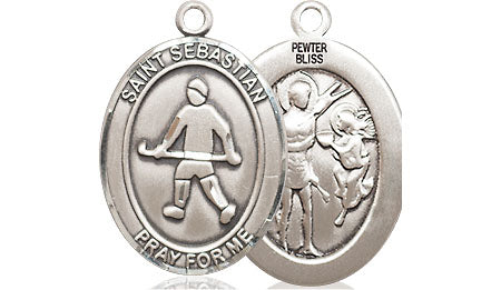 Extel Medium Pewter St. Sebastian Field Hockey Medal Pendant Necklace Charm for Field Hockey Player