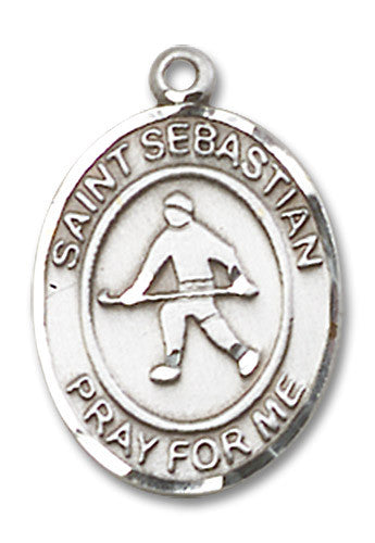 Extel Medium Sterling Silver St. Sebastian Field Hockey Medal Pendant Necklace Charm for Field Hockey Player