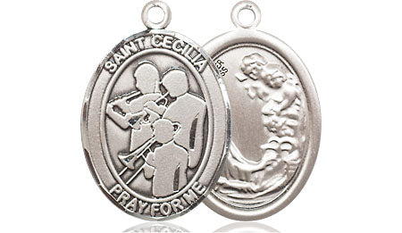 Extel Medium Pewter St. Cecilia Marching Band Medal Pendant Necklace Charm for Marching Band Member